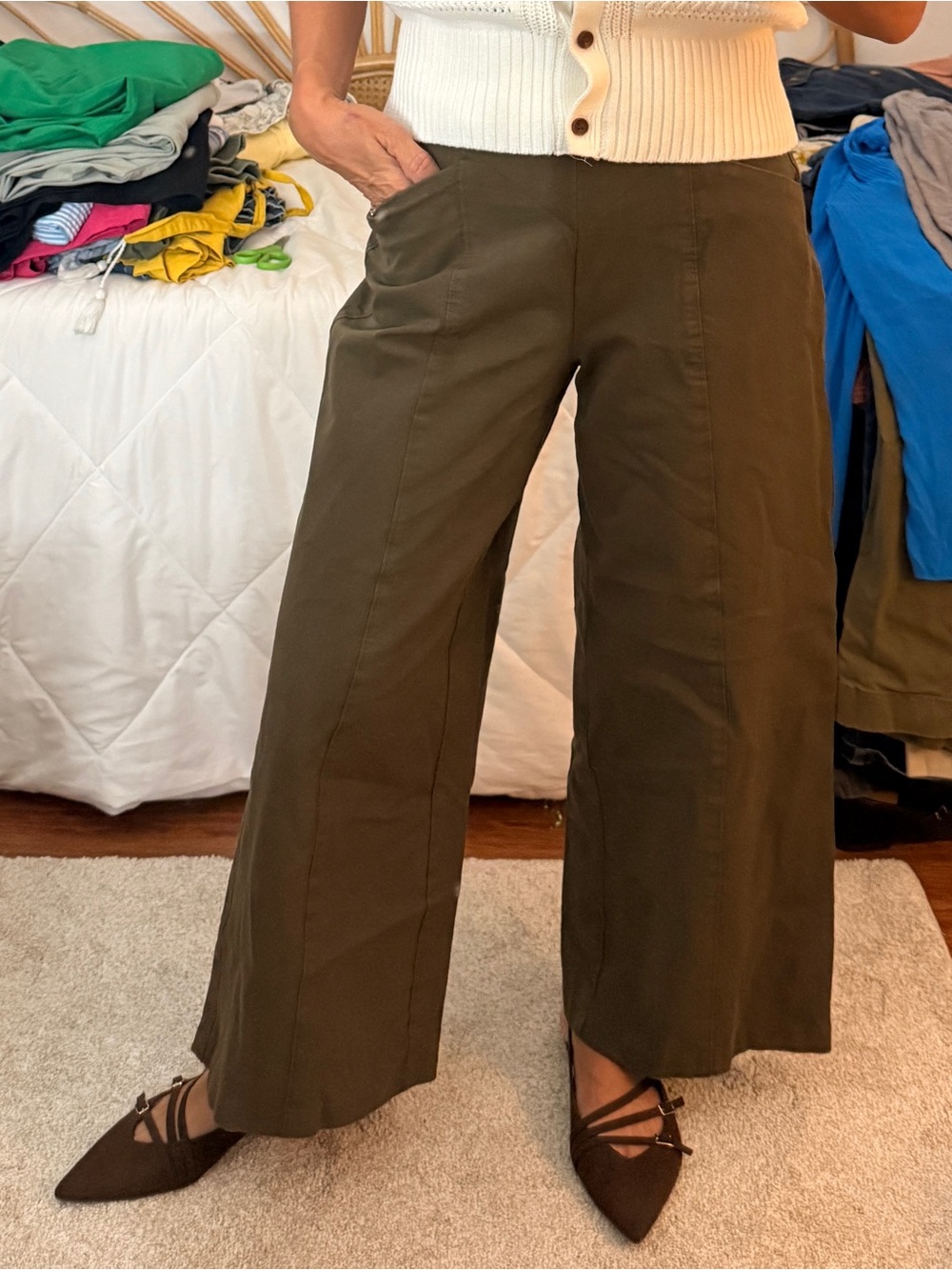 Old Navy Olive Wide-Leg Pants